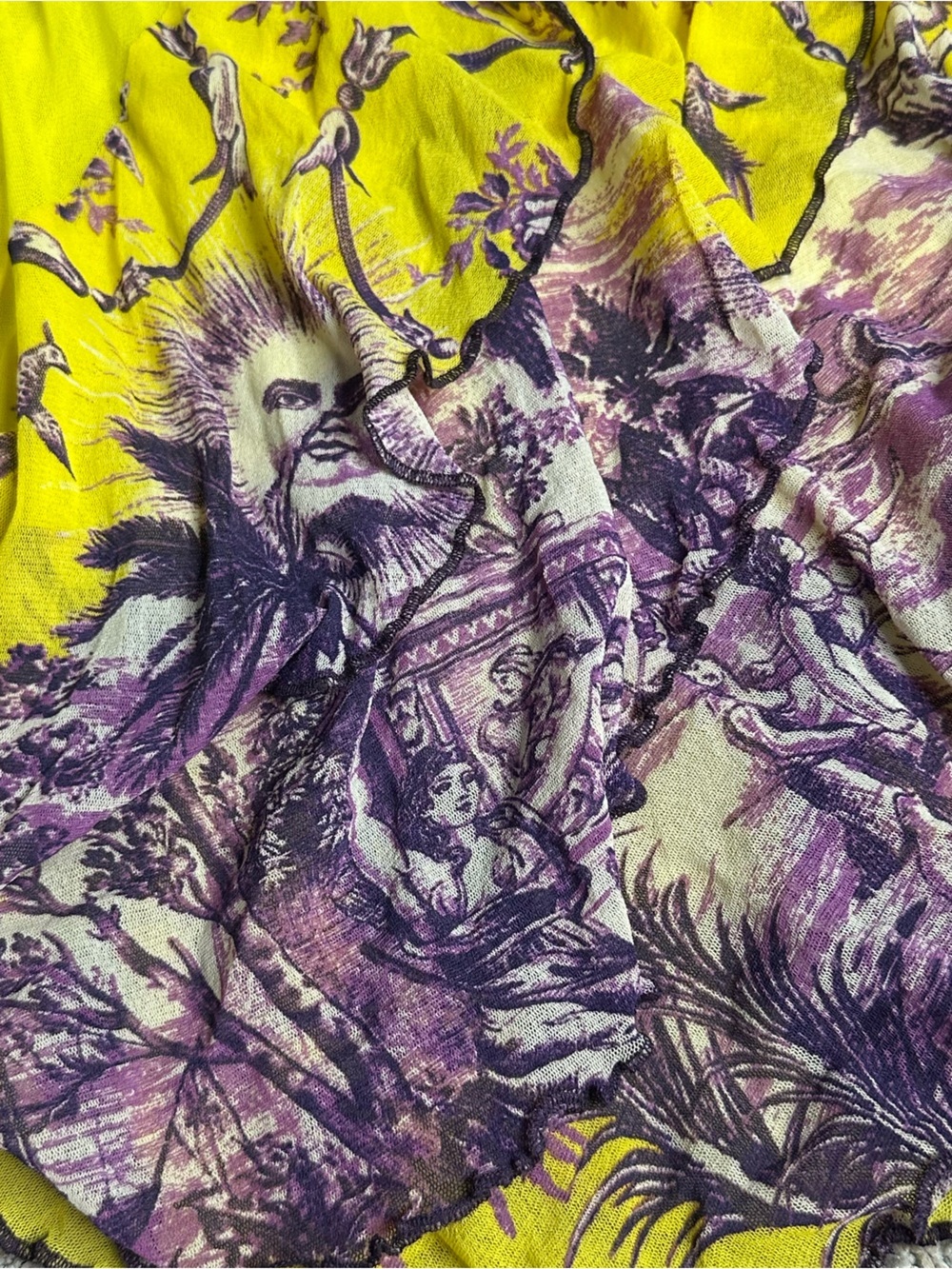 Jean Paul Gaultier Soleil Mesh Dress Large Vintage Yellow Purple Ruffle Y2K 90s - Picture 13 of 14